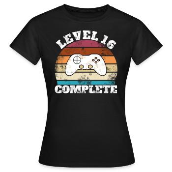16 Geburtstag 16 Jahre Sechzehn Geschenk Gamer - Frauen T-Shirt - Schwarz - Vorne - AI Model Female 172 dark (172cm)