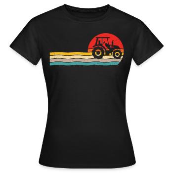 Retro t-shirt traktor für landwirt trecker - Frauen T-Shirt - Schwarz - Vorne - AI Model Female 172 dark (172cm)