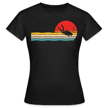 Plongée Rétro Diver Scuba Diver - T-shirt Femme - noir - Devant - AI Model Female 172 dark (172cm)