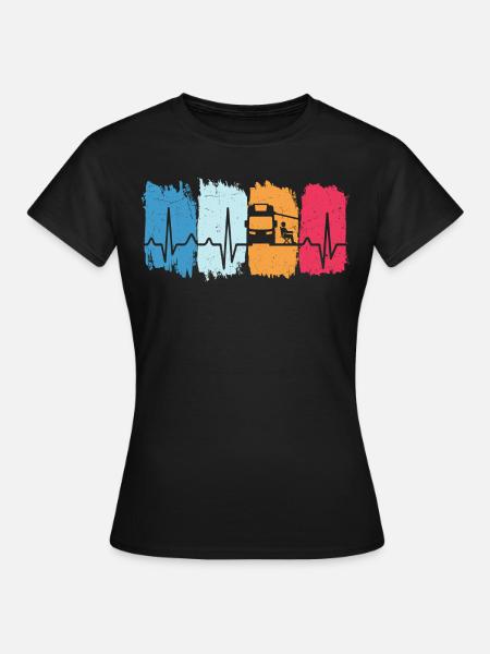 Wohnmobil herzschlag camping t-shirt - Frauen T-Shirt - Schwarz