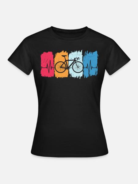 fahrrad retro herzschlag radsport radfahrer - Frauen T-Shirt - Schwarz