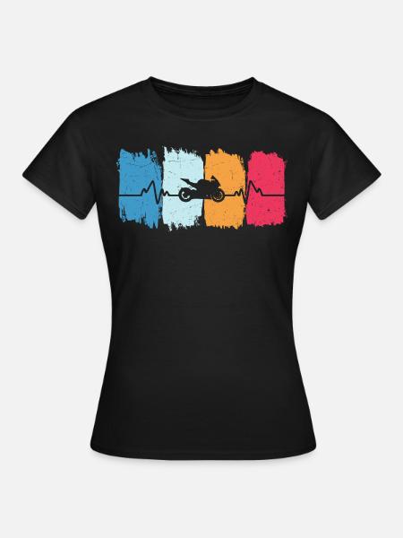 Motorrad herzschlag retro t-shirt motorbike - Dame-T-shirt - sort