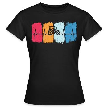 Retro traktor herzschlag trecker t-shirt landwirt - Frauen T-Shirt - Schwarz - Vorne - AI Model Female 172 dark (172cm)