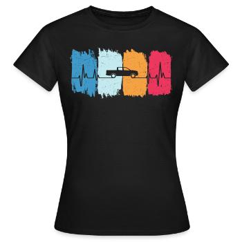 Pick-up Retro Herzschlag Auto-Offroad Pick-up - Frauen T-Shirt - Schwarz - Vorne - AI Model Female 172 dark (172cm)