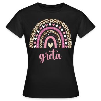 Greta Regenbogen Name Geburtstag Greta - Frauen T-Shirt - Schwarz - Vorne - AI Model Female 172 dark (172cm)