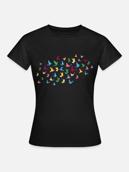 Origami Birds - Japanese Origami Cranes - Women's T-Shirt - black