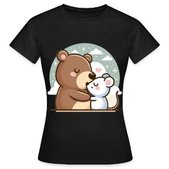 Cuddling Bear And Mouse In Love - Frauen T-Shirt - Schwarz - Vorne - AI Model Female 172 dark (172cm)
