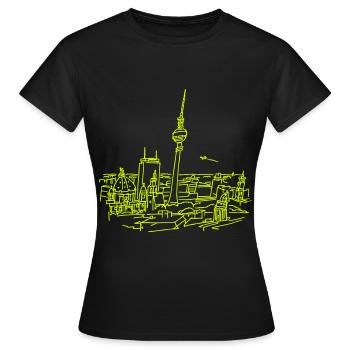 Le panorama de Berlin - T-shirt Femme - noir - Devant - AI Model Female 172 dark (172cm)