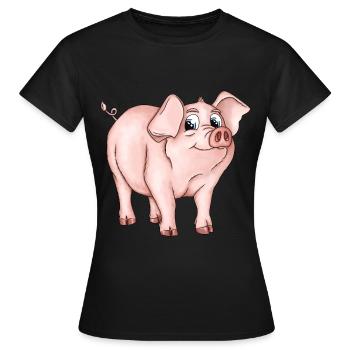 Schwein Sarah - Frauen T-Shirt - Schwarz - Vorne - AI Model Female 172 dark (172cm)
