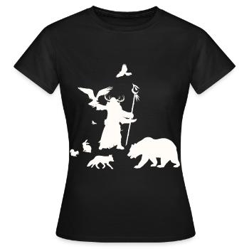 Fantasy Rollenspiel - Druide Silhouetten Design - Frauen T-Shirt - Schwarz - Vorne - AI Model Female 172 dark (172cm)