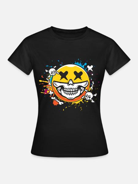 Smiley skull - Frauen T-Shirt - Schwarz