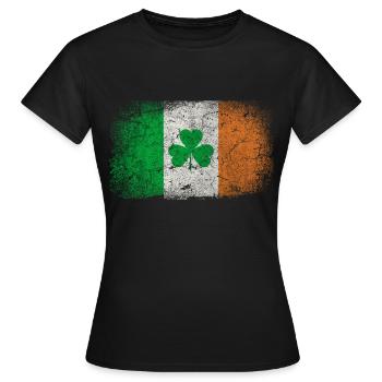 Irland Flagge Kleeblatt Vintage - Frauen T-Shirt - Schwarz - Vorne - AI Model Female 172 dark (172cm)