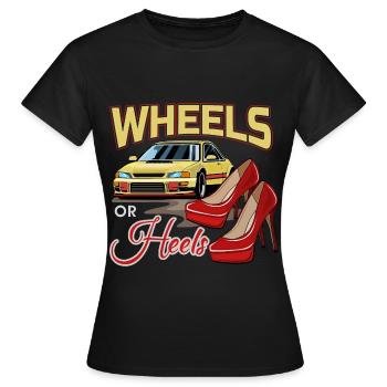 Gender Reveal Party Enceinte Wheels Or talons - T-shirt Femme - noir - Devant - AI Model Female 172 dark (172cm)