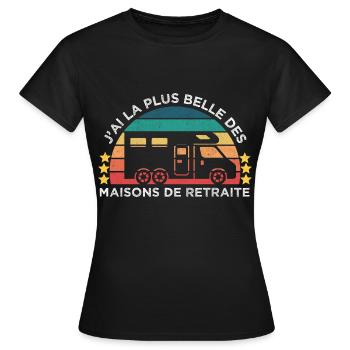 La plus belle maison de retraite humour camping - T-shirt Femme - noir - Devant - AI Model Female 172 dark (172cm)