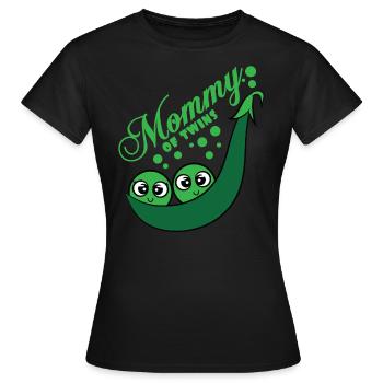 Twins Bébé Bébé Enceinte Parents Twins - T-shirt Femme - noir - Devant - AI Model Female 172 dark (172cm)