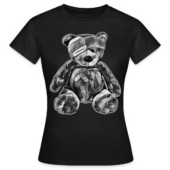 Ours en peluche jouet avec cache-oeil - T-shirt Femme - noir - Devant - AI Model Female 172 dark (172cm)