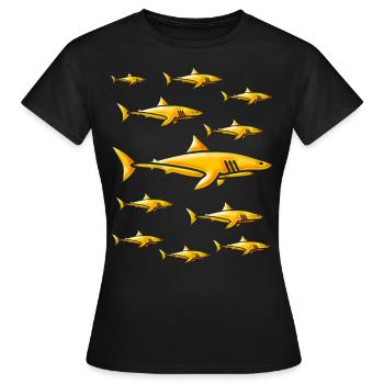 School of Golden Sharks - Gold Sharks - Women's T-Shirt - black - Front - AI Model Female 172 dark (172cm)