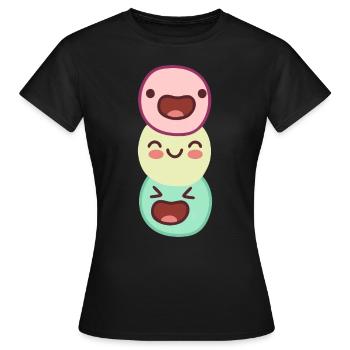 funny happy - unusually funny threesome - Women's T-Shirt - black - Front - AI Model Female 172 dark (172cm)