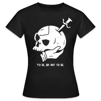 Totenkopf mit Dolch und Hamlet Zitat - Frauen T-Shirt - Schwarz - Vorne - AI Model Female 172 dark (172cm)