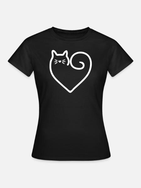 Herz-Form-Katze mit Liebe - Frauen T-Shirt - Schwarz