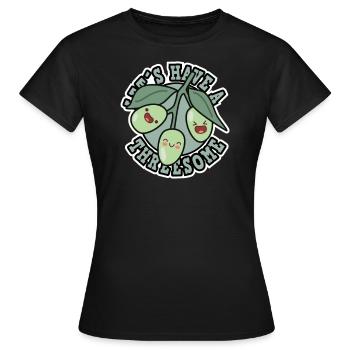 Faisons un trio avec des fruits d’olive - T-shirt Femme - noir - Devant - AI Model Female 172 dark (172cm)