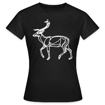 Drawing of the deer - Women's T-Shirt - black - Front - AI Model Female 172 dark (172cm)