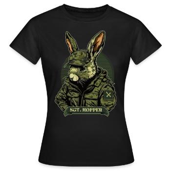 Rabbit military forest defense commandos - Women's T-Shirt - black - Front - AI Model Female 172 dark (172cm)