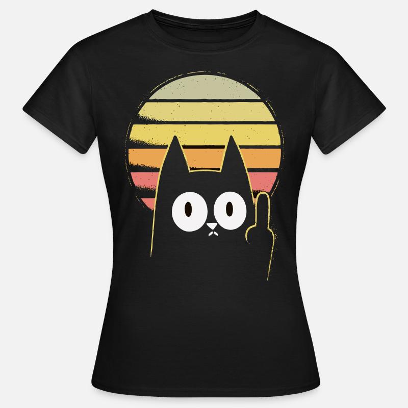 Mittelfinger Katze - Frauen T-Shirt - Schwarz