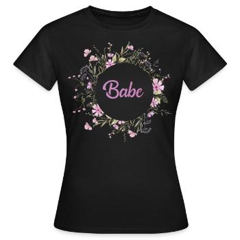 Babe Wildflower Wreath - Women's T-Shirt - black - Front - AI Model Female 172 dark (172cm)