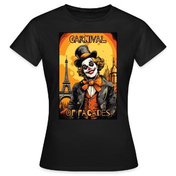 Carnaval des mascarades : un clown à Paris - T-shirt Femme - noir - Devant - AI Model Female 172 dark (172cm)
