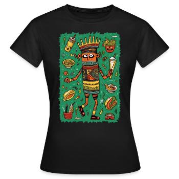 Hiéroglyphes amusants : restauration rapide - T-shirt Femme - noir - Devant - AI Model Female 172 dark (172cm)