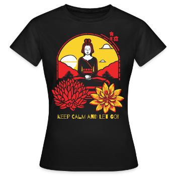 Ruhe bewahren und loslassen mit Yoga - Frauen T-Shirt - Schwarz - Vorne - AI Model Female 172 dark (172cm)