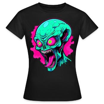 Angry Alien Invasion - Women's T-Shirt - black - Front - AI Model Female 172 dark (172cm)