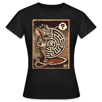 Kein Ausweg, ein Labyrinth und ratlose Ratte - Frauen T-Shirt - Schwarz - Vorne - AI Model Female 172 dark (172cm)