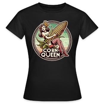 The corn queen with a large corn cob - Women's T-Shirt - black - Front - AI Model Female 172 dark (172cm)