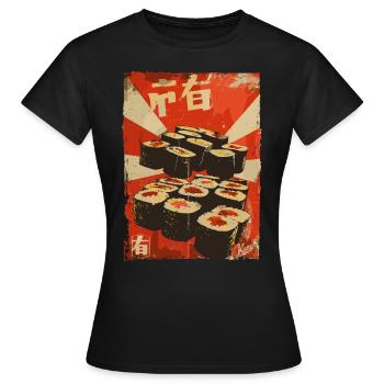 Propaganda Sushi - Frauen T-Shirt - Schwarz - Vorne - AI Model Female 172 dark (172cm)