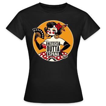 Flamenco Dancer Bombshell Woman: Directly from Spain - Women's T-Shirt - black - Front - AI Model Female 172 dark (172cm)