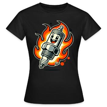Bougie d’allumage joyeuse en feu - T-shirt Femme - noir - Devant - AI Model Female 172 dark (172cm)