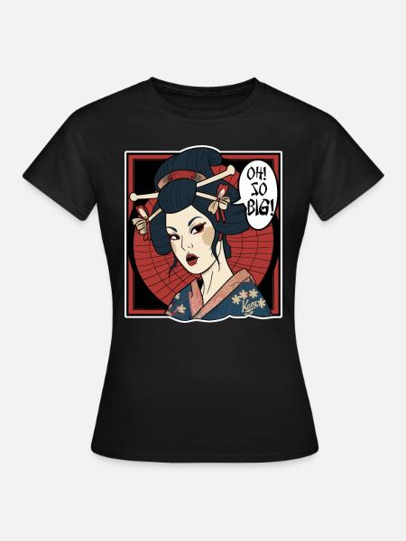 Japanese geisha thinks: "It's so big" - Women's T-Shirt - black