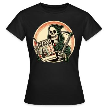 Grim Reaper lit le magazine Death Worker - T-shirt Femme - noir - Devant - AI Model Female 172 dark (172cm)