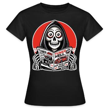 Sensenmann liest JDM Auto-Tuner-Magazin - Frauen T-Shirt - Schwarz - Vorne - AI Model Female 172 dark (172cm)