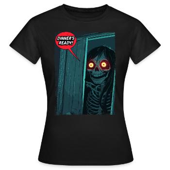 Une maman squelette d’horreur appelle : Le dîner est prêt ! - T-shirt Femme - noir - Devant - AI Model Female 172 dark (172cm)