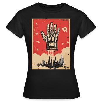 Die Hand im Propaganda Stil - Frauen T-Shirt - Schwarz - Vorne - AI Model Female 172 dark (172cm)