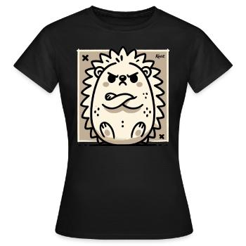 Schmollender und beleidigter süßer Igel - Frauen T-Shirt - Schwarz - Vorne - AI Model Female 172 dark (172cm)