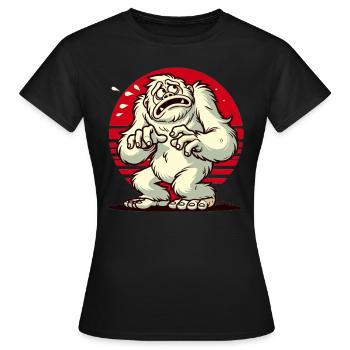 Erschrockener lustiger Yeti Bigfoot verängstigt - Frauen T-Shirt - Schwarz - Vorne - AI Model Female 172 dark (172cm)