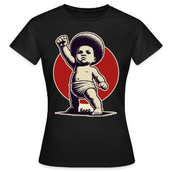 Baby in Freiheits-Pose - Frauen T-Shirt - Schwarz - Vorne - AI Model Female 172 dark (172cm)