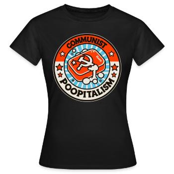 Feuilleton parodique communiste : Contre le poopitalisme - T-shirt Femme - noir - Devant - AI Model Female 172 dark (172cm)