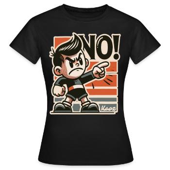 Naughty retro boy and rascal says no - Women's T-Shirt - black - Front - AI Model Female 172 dark (172cm)