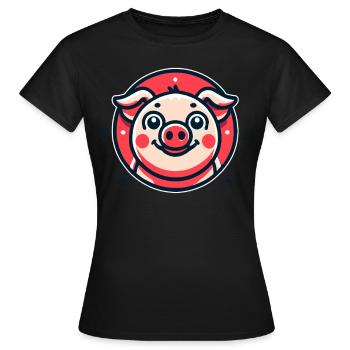 Funny little pig - Women's T-Shirt - black - Front - AI Model Female 172 dark (172cm)
