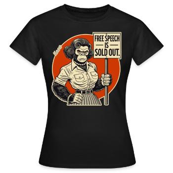 Gorilla with a shield: Freedom of expression sold out - Women's T-Shirt - black - Front - AI Model Female 172 dark (172cm)